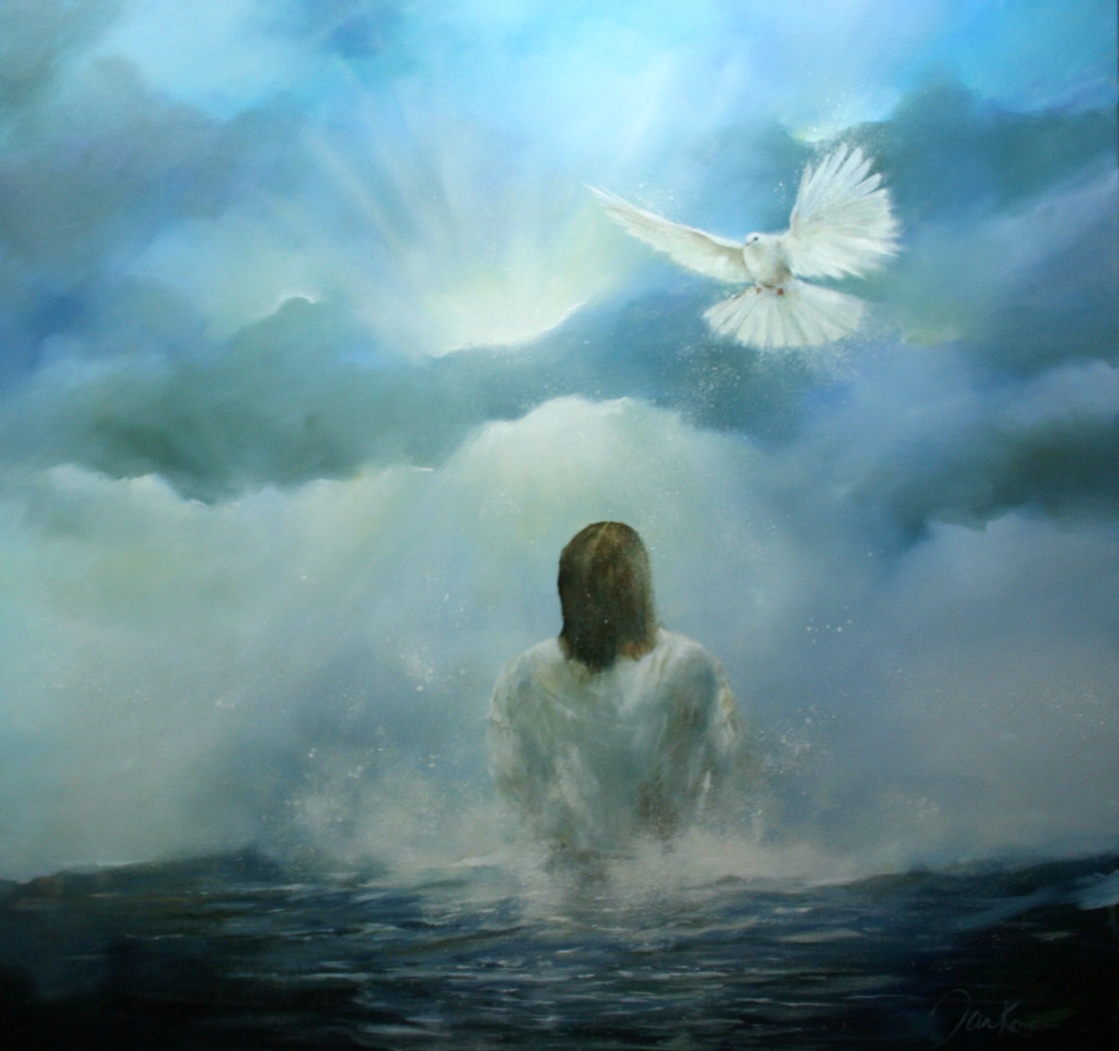 Dit schilderij heet ‘de doop van Jezus in de Jordaan’ en is van Jan Kooistra  