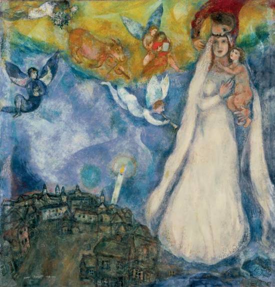 Dit olieverfschilderij  heeft Marc Chagall in 1938 en 1942 gemaakt en heet Madonna van het dorp 