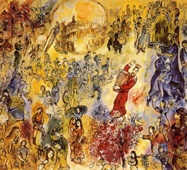 Marc Chagalls Intocht in Jeruzalem, geschilderd in 1964 